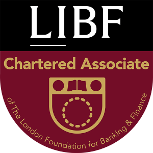 Chartered Associate badge from The London Institute of Banking & Finance (LIBF).